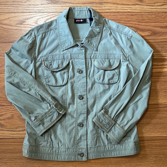 DKNY active women’s chest pocket khaki military jacket cotton button closure S - Picture 11 of 14